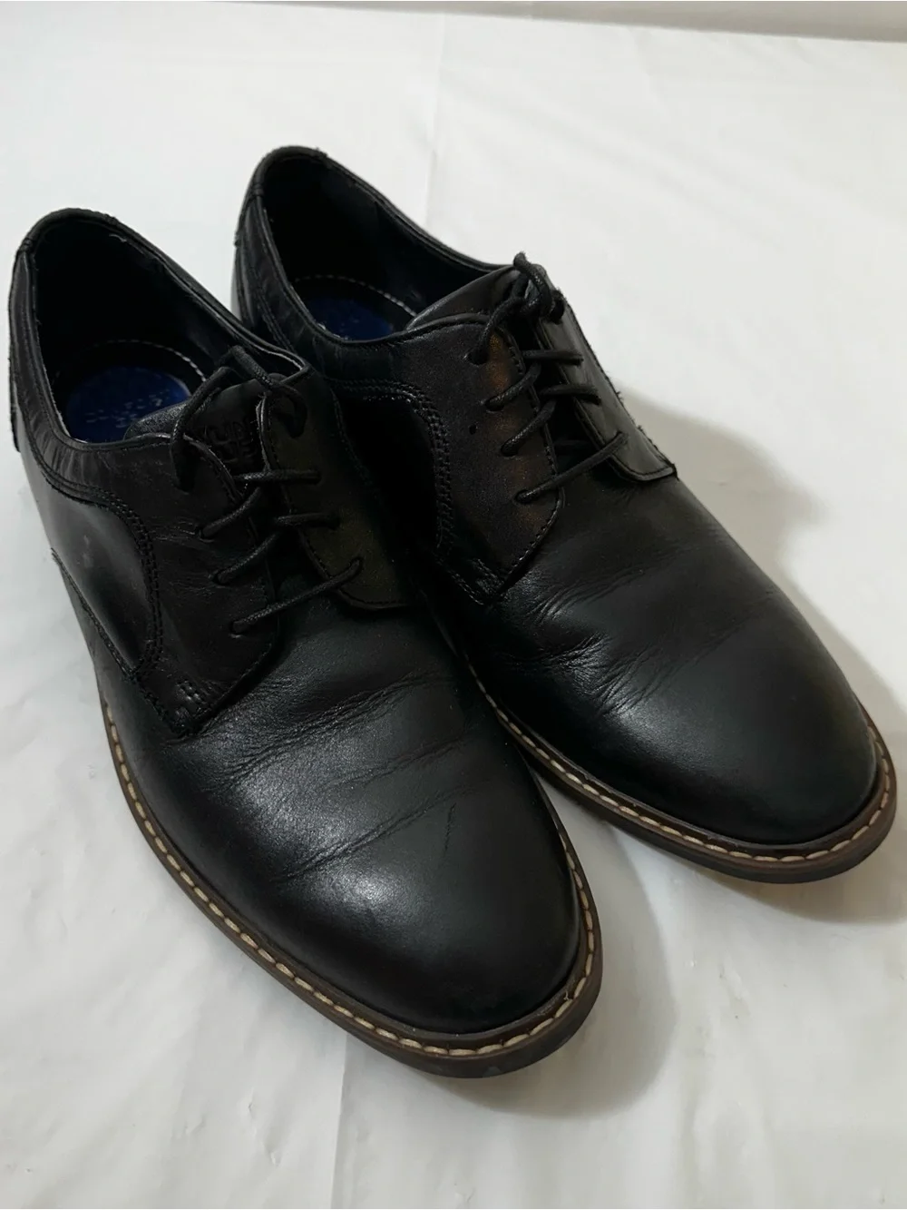 Nunn Bush Black Leather Derby Shoes with Contrasting‎ Brown Welt